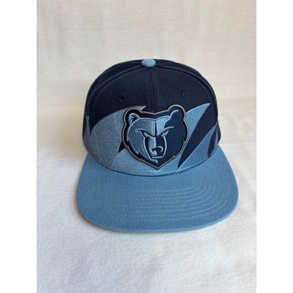 RARE 90s style Sharktooth Memphis Grizzlies Mitchell & Ness snapback hat blue - Picture 4 of 8